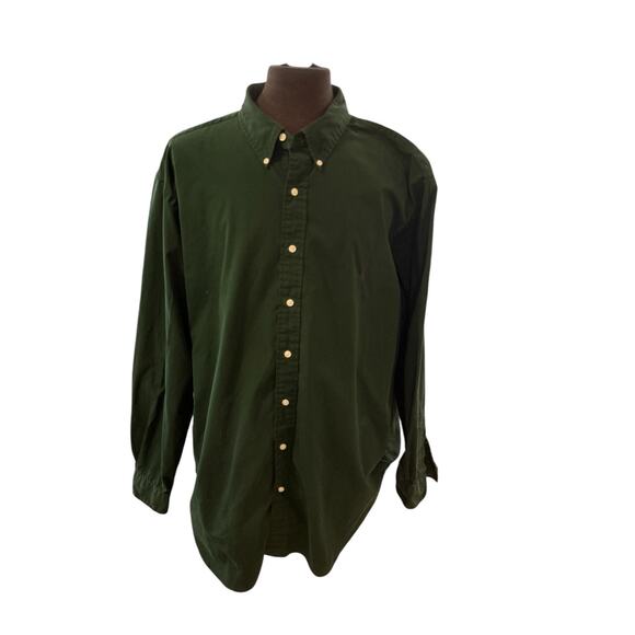Polo Ralph Lauren 3XB Big Button Down Dress Shirt Men Classic Fit Dark Green - Picture 1 of 5